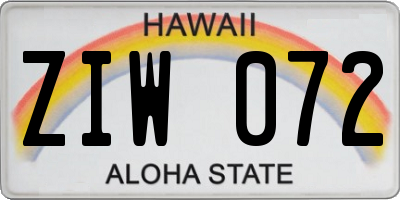 HI license plate ZIW072