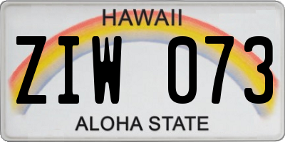 HI license plate ZIW073