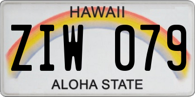 HI license plate ZIW079