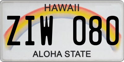 HI license plate ZIW080