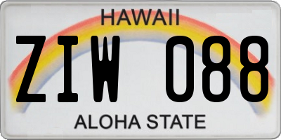 HI license plate ZIW088