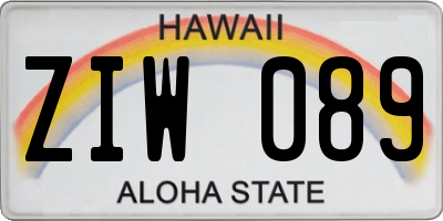 HI license plate ZIW089
