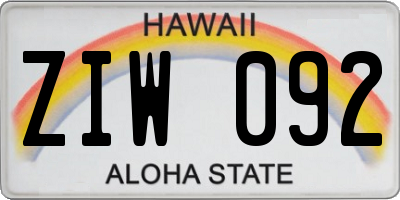 HI license plate ZIW092