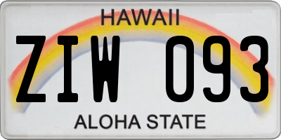 HI license plate ZIW093