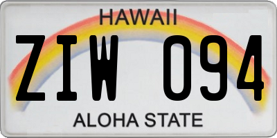HI license plate ZIW094