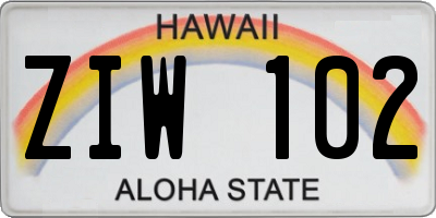 HI license plate ZIW102