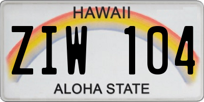 HI license plate ZIW104