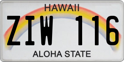 HI license plate ZIW116