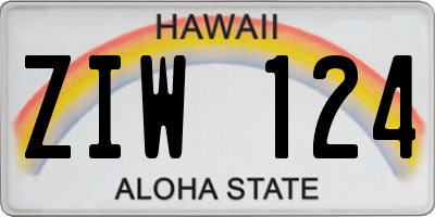 HI license plate ZIW124
