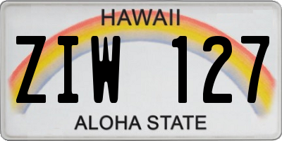 HI license plate ZIW127