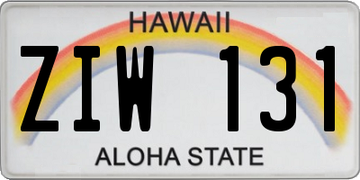 HI license plate ZIW131
