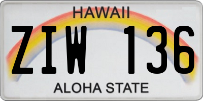 HI license plate ZIW136