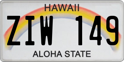 HI license plate ZIW149