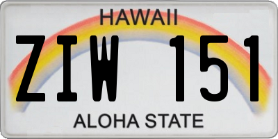 HI license plate ZIW151
