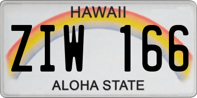 HI license plate ZIW166