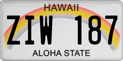 HI license plate ZIW187
