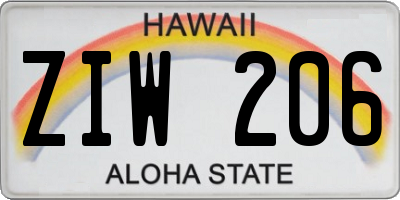 HI license plate ZIW206