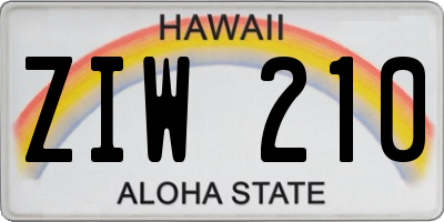 HI license plate ZIW210