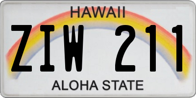 HI license plate ZIW211