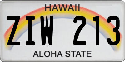 HI license plate ZIW213