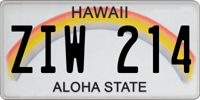 HI license plate ZIW214