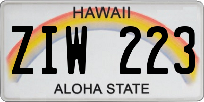 HI license plate ZIW223