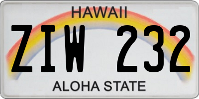 HI license plate ZIW232