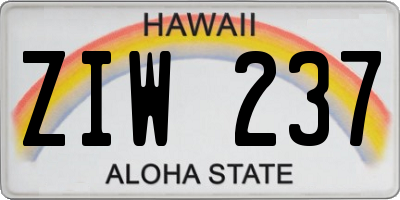 HI license plate ZIW237