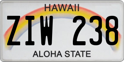 HI license plate ZIW238