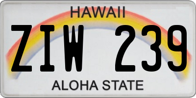 HI license plate ZIW239