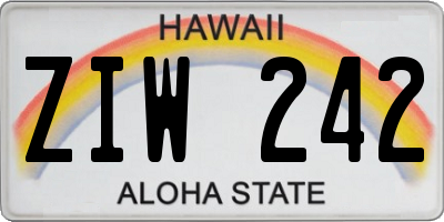 HI license plate ZIW242