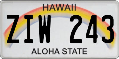 HI license plate ZIW243
