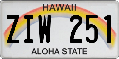 HI license plate ZIW251