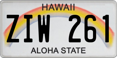 HI license plate ZIW261
