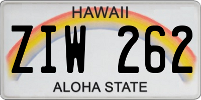 HI license plate ZIW262