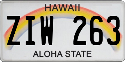 HI license plate ZIW263