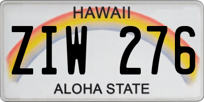 HI license plate ZIW276
