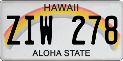 HI license plate ZIW278