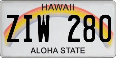 HI license plate ZIW280