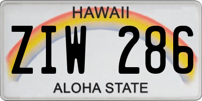 HI license plate ZIW286