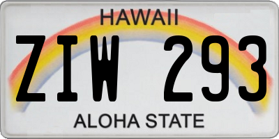 HI license plate ZIW293