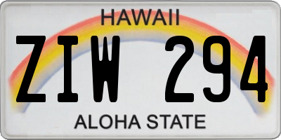 HI license plate ZIW294