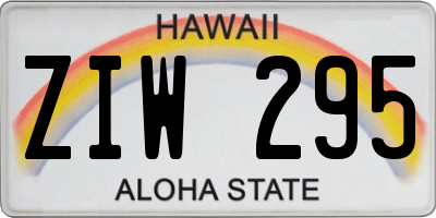 HI license plate ZIW295