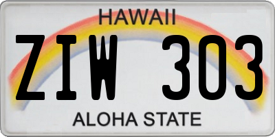 HI license plate ZIW303