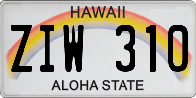 HI license plate ZIW310
