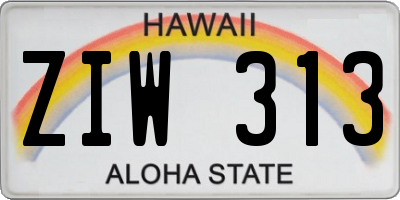 HI license plate ZIW313