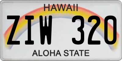 HI license plate ZIW320
