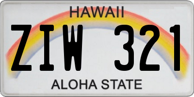 HI license plate ZIW321