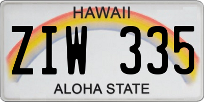 HI license plate ZIW335