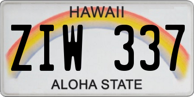 HI license plate ZIW337